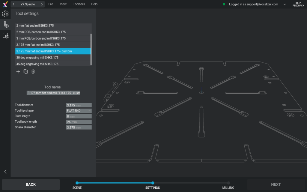 Voxelizer presets and configuration settings panel